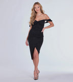 Lennon Glitter Knit Off-The-Shoulder Midi Dress