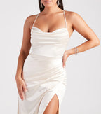 Melinda Satin Lace-Up Formal Dress
