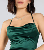 Melinda Satin Lace-Up Formal Dress