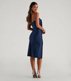 Sleek And Smooth High Slit Midi Dress