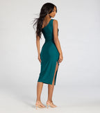 Iconic Silhouette Off-Shoulder High Slit Midi Dress
