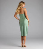 Sleek And Smooth High Slit Midi Dress