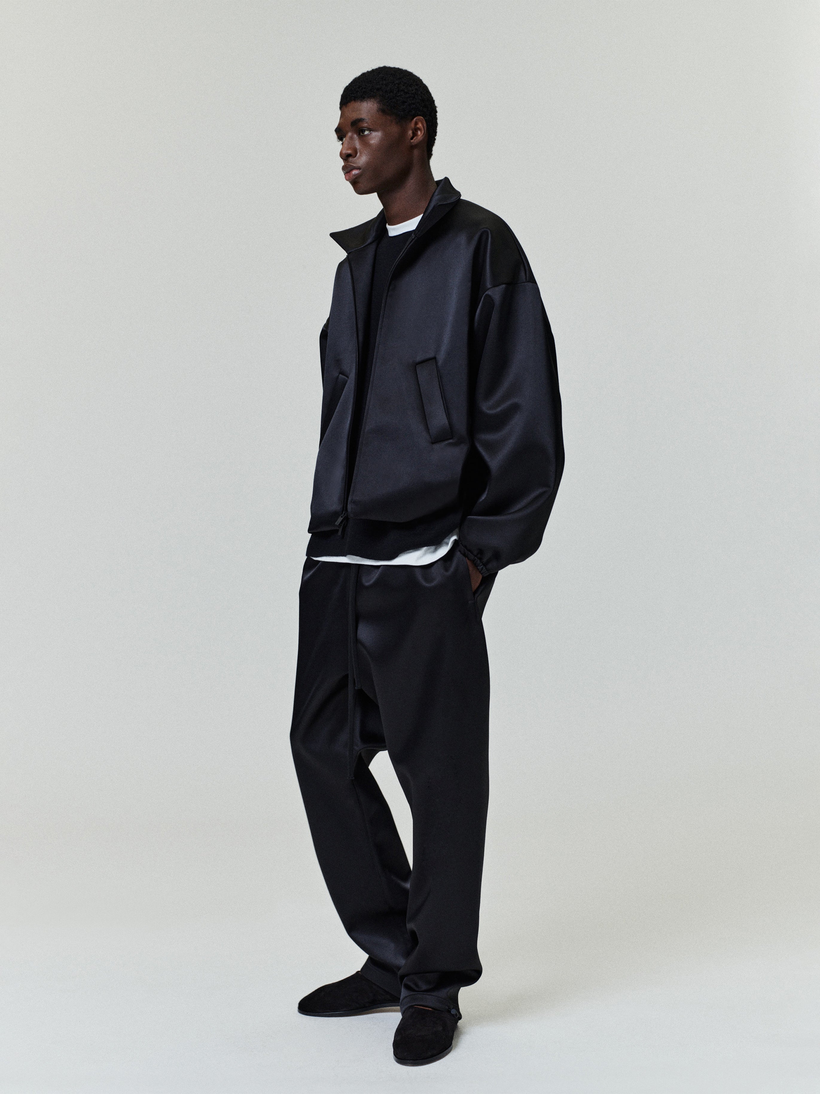 Bonded Satin Relaxed Track Pant