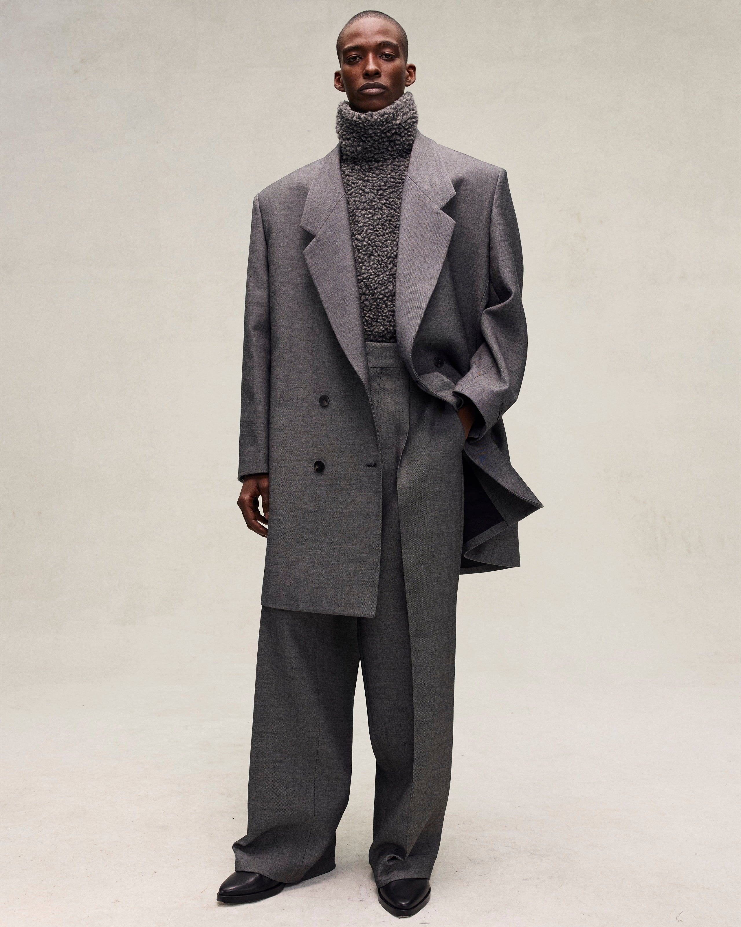 Double Cotton Wool Wide Leg Trousers